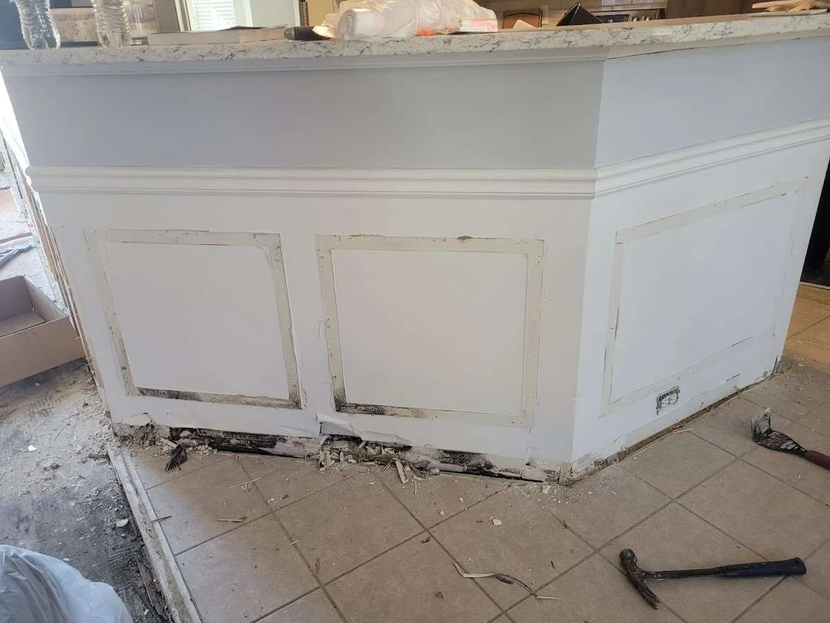 Water damage and mold on kitchen during Storm Damage Restoration in Alexandria